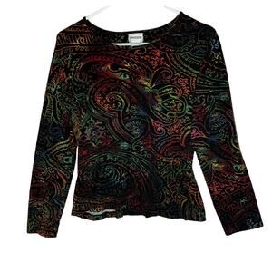 Chico's Vintage Women's Top Rainbow Multicolored Graphic Blouse Shirt size 1